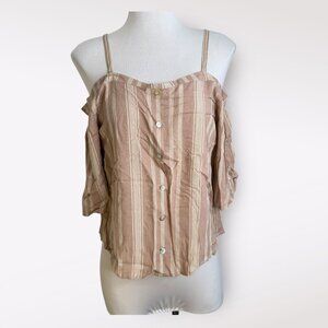 Bobeau Striped Off The Shoulder Top‎ S